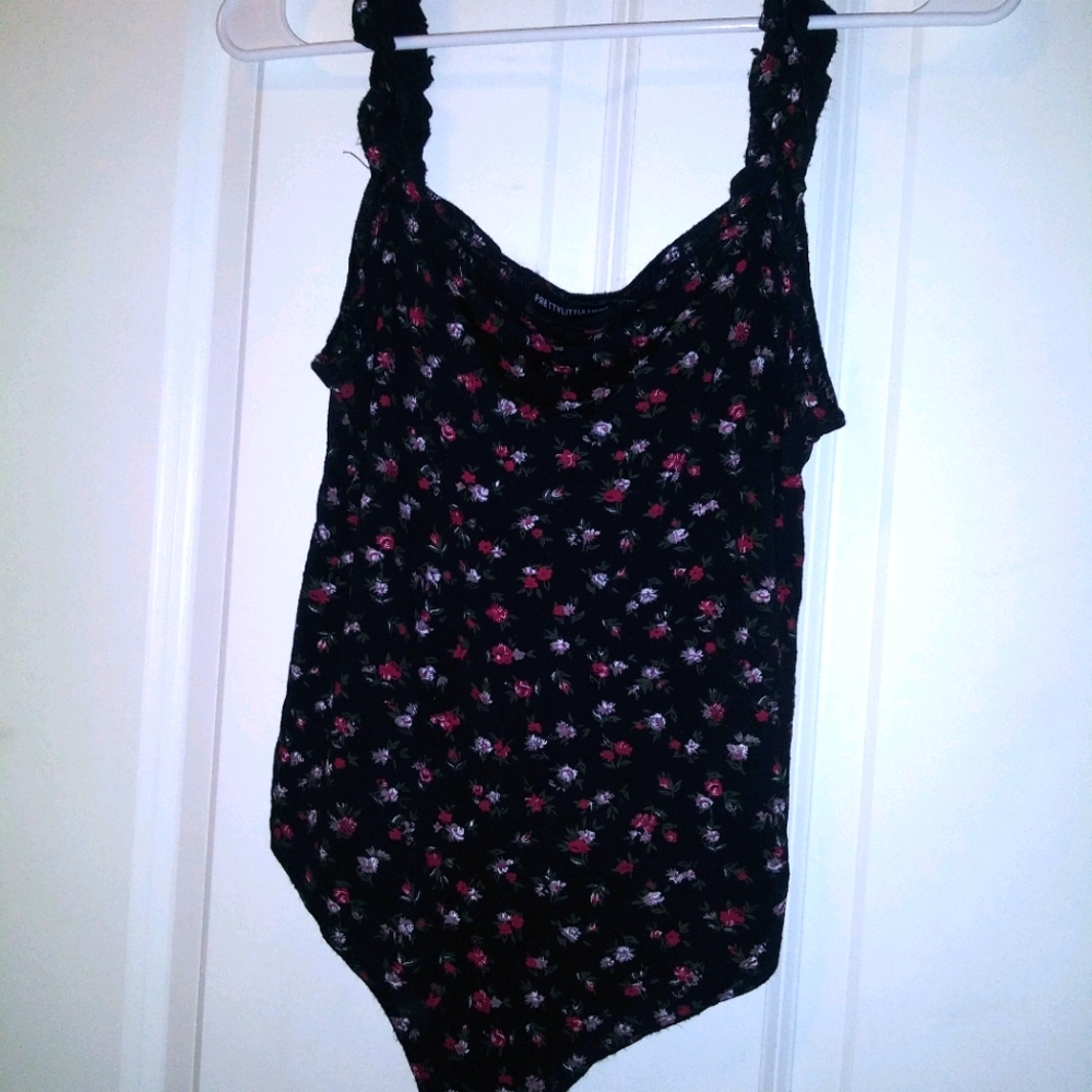 Black with floral print bodysuit